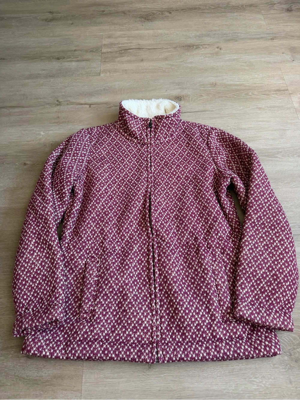 LL Bean Women's Sherpa Lined Full Zip Sweater SZ S petite